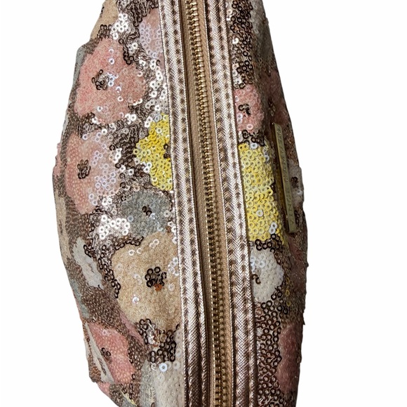Vince Camuto Sequin Floral Cosmetic Bag - Pink and Yellow - Picture 5 of 7